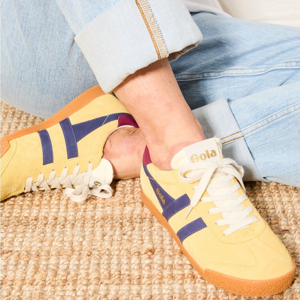 Gola Yellow Navy and Maroon Suede Athletic Sneakers